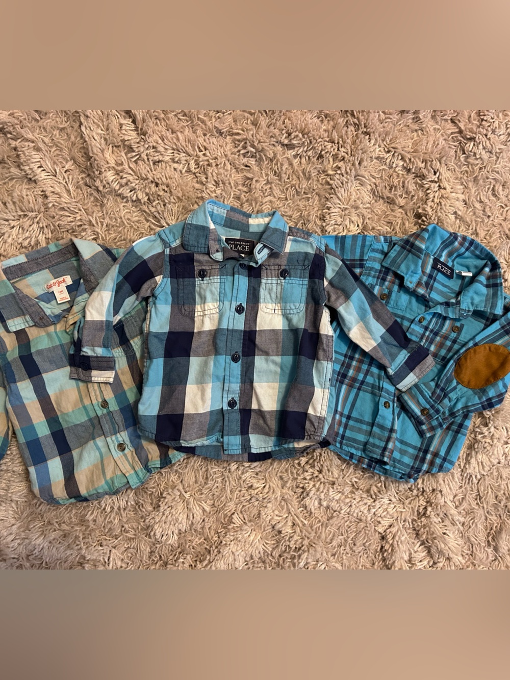 Cat & Jack Blue and Teal Plaid Button-Up Shirts